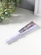 Веер складной «Синие бабочки и старые газеты», 22.5 см - Фото 2