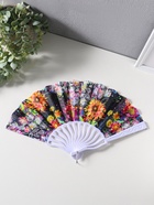 Веер пластик, текстиль "Подсолнухи и мехенди" 22,5 см  (артикул 10967177)  большой выбор товаров оптом и в розницу по низким ценам с доставкой