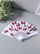 Веер складной «Вишенки на белом», 22.5 см - Фото 1