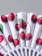 Веер пластик, текстиль "Вишенки на белом" 22,5 см  (артикул 10967179)  большой выбор товаров оптом и в розницу по низким ценам с доставкой