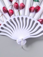 Веер складной «Вишенки на белом», 22.5 см - Фото 4