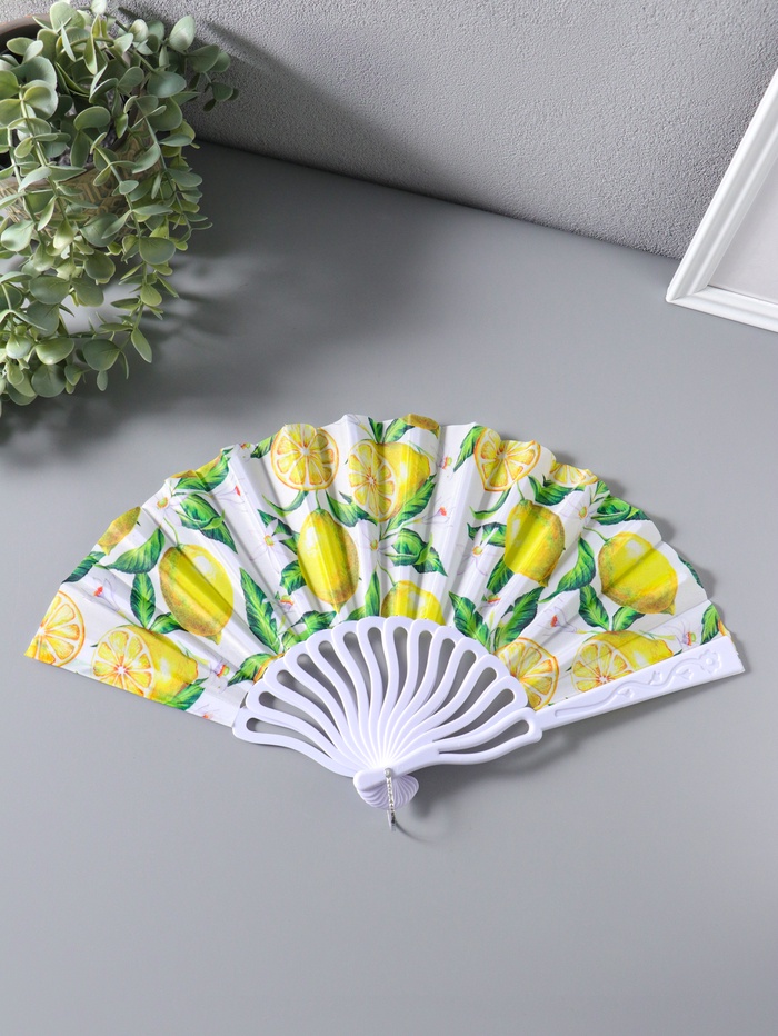 Веер складной «Цветение лимонов», 22.5 см - Фото 1