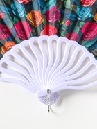 Веер складной «Вышивка. Розочки на зелёном», 22.5 см - Фото 4