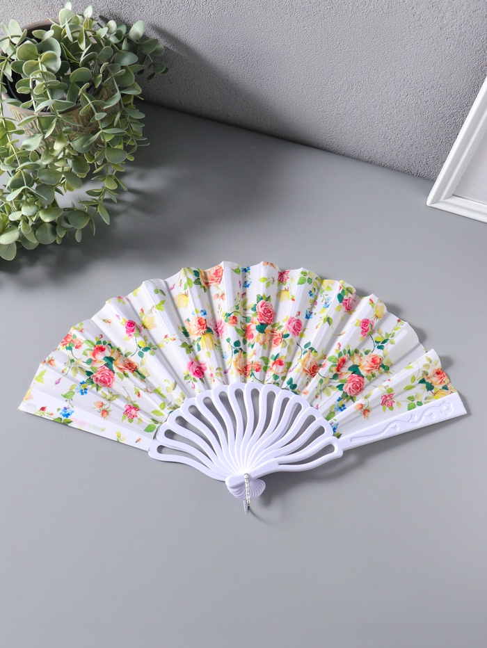 Веер складной «Кустовые розы», 22.5 см - Фото 1