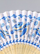 Веер дерево, текстиль с кисточкой "Черепахи" белый с золотом 23 см  (артикул 10967204)  большой выбор товаров оптом и в розницу по низким ценам с доставкой