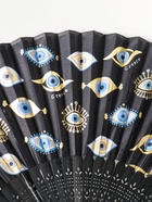 Веер складной с кисточкой «Глаза от сглаза», чёрный с золотом, 23 см - Фото 3