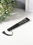 Веер складной с кисточкой «Греческий орнамент», чёрный с золотом, 23 см - Фото 2