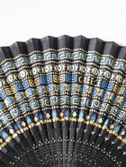 Веер складной с кисточкой «Греческий орнамент», чёрный с золотом, 23 см - Фото 3