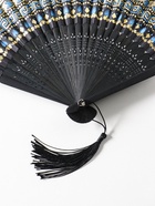 Веер складной с кисточкой «Греческий орнамент», чёрный с золотом, 23 см - Фото 4
