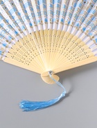 Веер складной с кисточкой «Греческий орнамент», белый с золотом, 23 см - Фото 4