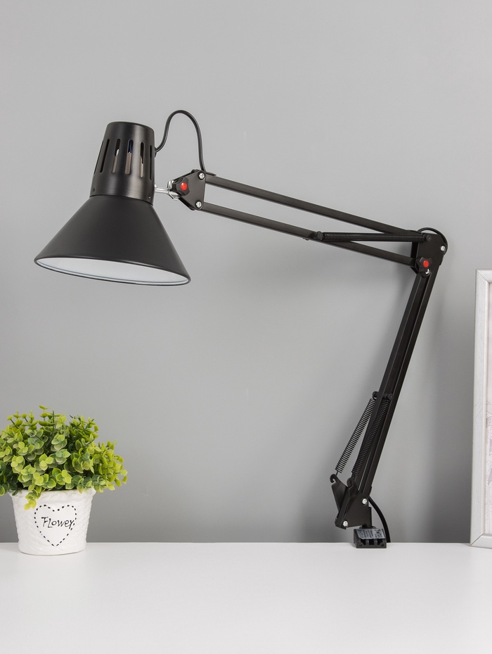 Лампа настольная N-121, 1хE27, 40 Вт, 17×45×85 см, чёрная - Фото 1