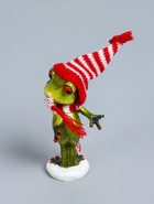 УЦЕНКА Сувенир полистоун лак «Лягуха в шапочке и шарфике готовится упасть в снег» 8.2×6.5×18 см 1032 - Фото 4