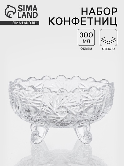 УЦЕНКА Конфетница «Вихрь», 13.5×9×7.5 см, на ножках, стекло