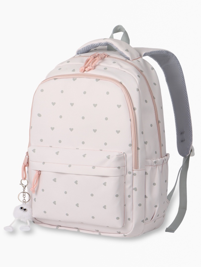 Рюкзак школьный для девочки «Сердечки», 4 кармана, 31×13×48 см, розовый - Фото 1