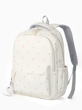 Рюкзак школьный для девочки «Сердечки», 4 кармана, 31×13×48 см, белый  (артикул 10961197)  большой выбор товаров оптом и в розницу по низким ценам с доставкой