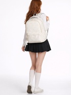 Рюкзак школьный для девочки «Сердечки», 4 кармана, 31×13×48 см, белый - Фото 2