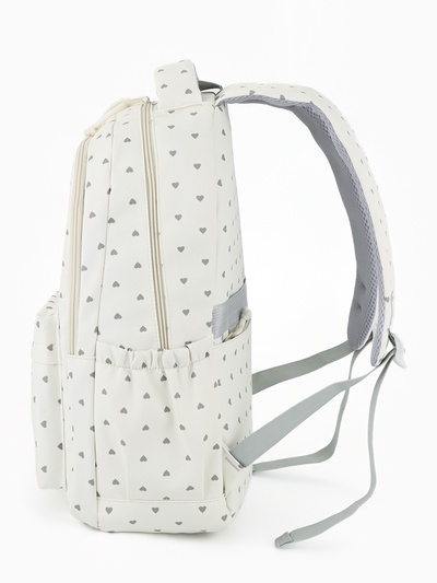 Рюкзак школьный для девочки «Сердца», 4 кармана, 31×13×48 см, белый
