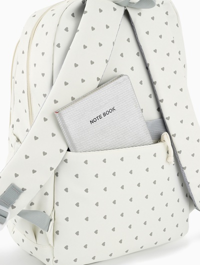 Рюкзак школьный для девочки «Сердца», 4 кармана, 31×13×48 см, белый