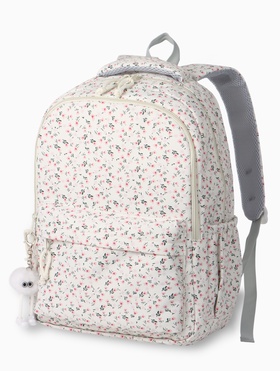 Рюкзак школьный для девочки «Цветочки», 4 кармана, 31×13×48 см, белый  (артикул 10961199)  большой выбор товаров оптом и в розницу по низким ценам с доставкой