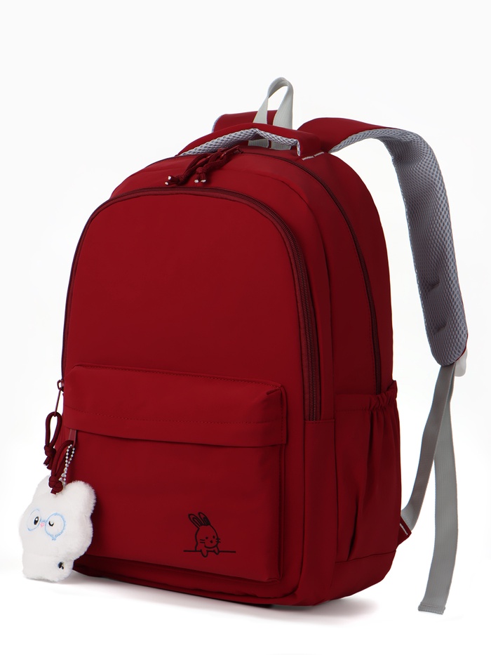 Рюкзак школьный «Зайчик», однотонный, для девочки, 31×13×48 см, бордовый