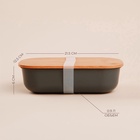 УЦЕНКА Контейнер для еды SL Home «Каса Перфекто», 21.5×12.5×6 см, с бамбуковой крышкой, оцинкованная сталь, зелёный - Фото 2