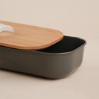 УЦЕНКА Контейнер для еды SL Home «Каса Перфекто», 21.5×12.5×6 см, с бамбуковой крышкой, оцинкованная сталь, зелёный - Фото 4