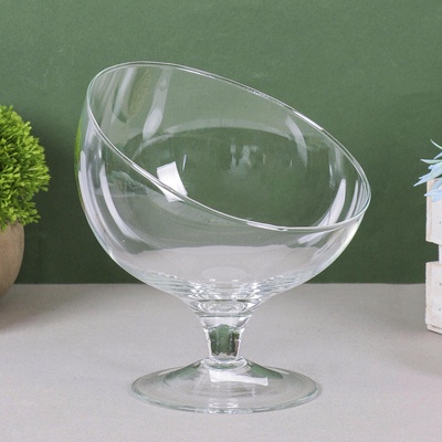 УЦЕНКА Ваза "Анабель" 0,5л бренди с косым резом h-18см d-16*15см v-0,55л1673 прозрачная