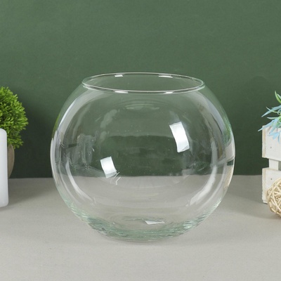 УЦЕНКА Ваза «Шаровая» горл. d=13.5 см, 18×16 см, 3 л 2068 прозрачная