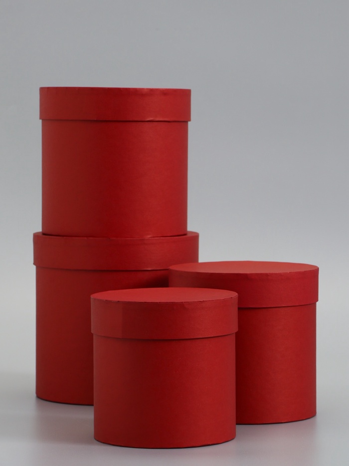 Набор подарочных шляпных коробок 4 в 1 «Вишневый», 18×18 ‒14×14 см