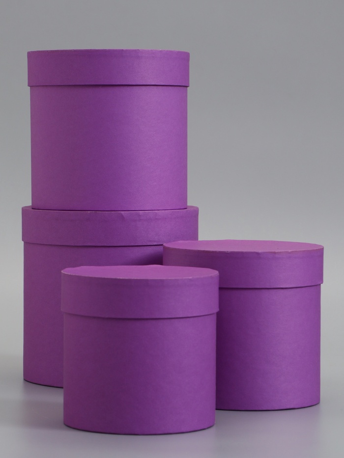 Набор подарочных шляпных коробок 4 в 1 «Светлая сирень» 18×18 ‒14×14 см