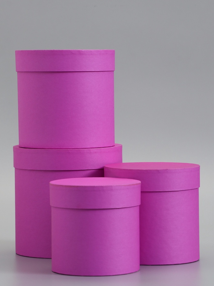 Набор подарочных шляпных коробок 4 в 1 «Фуксия» 18×18 ‒14×14 см