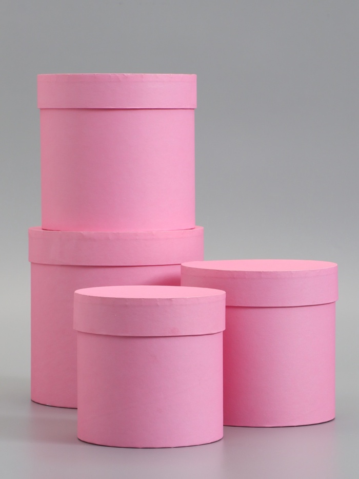 Набор подарочных шляпных коробок 4 в 1 «Розовый» 18×18 ‒14×14 см