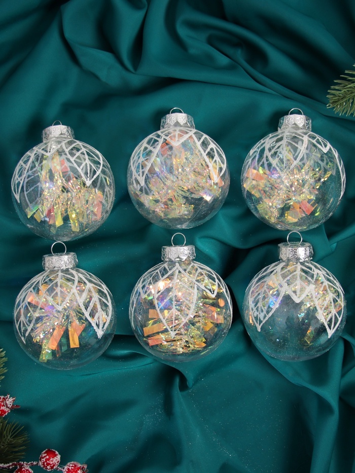 УЦЕНКА Набор шаров пластик d=8 см, 6 шт. «Прозрачный лист» - Фото 1