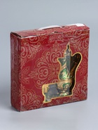 УЦЕНКА Набор винный кувшин, 6 бокалов и поднос "Турция. Цветы и узоры" зелёный с золотом - Фото 2