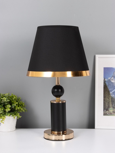 УЦЕНКА Настольная лампа Агата E27 40 Вт черно-золотой 25×25×42.5 см RISALUX