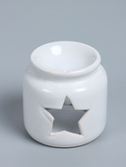 УЦЕНКА Аромалампа керамика + ароматический воск «Звезда» белая 7.5×7.5×8 см - Фото 2