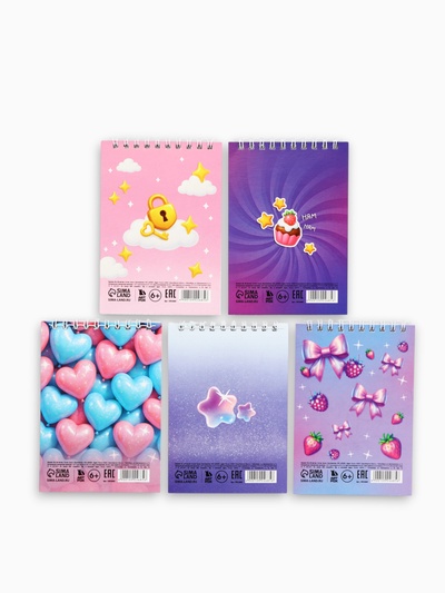 Блокнот А6, 40 л., на гребне «Девчонки» МИКС