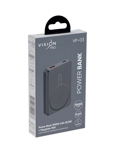 Внешний аккумулятор VIXION PRO VP-03, 10000 мАч, MagSafe, USB+Type-C, быстрая зарядка