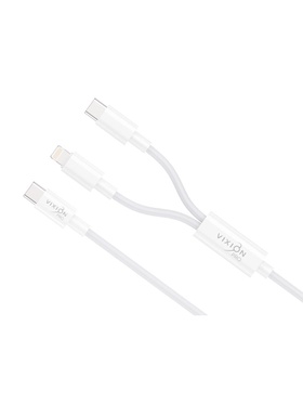 Кабель VIXION PRO VX-19, Type-C - Type-C + Lightning, 10 Вт, 1.2 м, белый  (артикул 11007444)  большой выбор товаров оптом и в розницу по низким ценам с доставкой