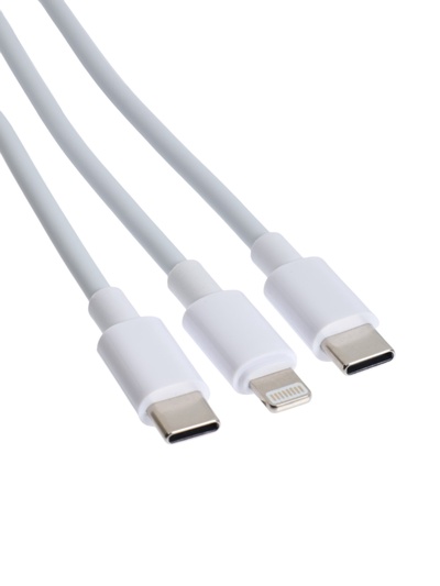 Кабель VIXION PRO VX-19, Type-C - Type-C + Lightning, 10 Вт, 1.2 м, белый