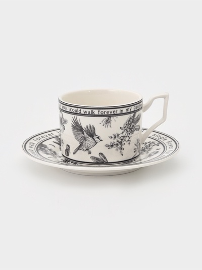Чайная пара «Птичка», 2 предмета: чашка 250 мл, блюдце, фарфор, белая