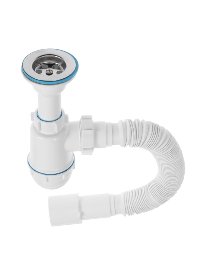Сифон для мойки ZEIN, 1 1/2’’, с гибкой трубой 40×50 мм, литой выпуск - Фото 1