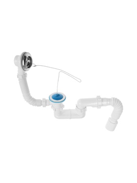 Сифон для ванны ZEIN, 1 1/2’’, с гофротрубой 40×50 мм, литой выпуск, с пробкой  (артикул 10953233)  большой выбор товаров оптом и в розницу по низким ценам с доставкой