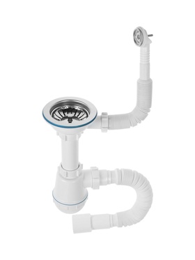 Сифон для мойки ZEIN, 3 1/2’’*40 мм, круглый перелив, с гофротрубой 40/50 мм  (артикул 10953236)  большой выбор товаров оптом и в розницу по низким ценам с доставкой