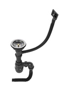 Сифон для мойки ZEIN, 3 1/2’’*40 мм, прямоугольный перелив, с гофротрубой 40/50 мм, серый - Фото 1