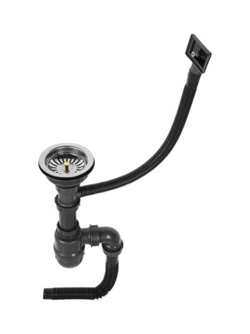 Сифон для мойки ZEIN, 3 1/2’’*40 мм, прямоугольный перелив, с гофротрубой 40/50 мм, серый  (артикул 10953237)  большой выбор товаров оптом и в розницу по низким ценам с доставкой