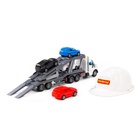 Автомобиль-тягач "Профи", инерц., свет и звук, 4 автомобиля и каска в компл. 27003  (артикул 11004042)  большой выбор товаров оптом и в розницу по низким ценам с доставкой