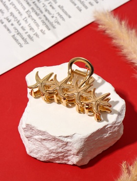 Крабик для волос «Лейла море» морские звёздочки, 6.5 см, золотистый