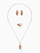 Гарнитур 3 предмета: серьги, кулон, кольцо безразмерное «Эдель» эллипс резной, цвет золото, 45 см - Фото 1