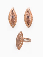 Гарнитур 3 предмета: серьги, кулон, кольцо безразмерное «Эдель» эллипс резной, цвет золото, 45 см - Фото 4